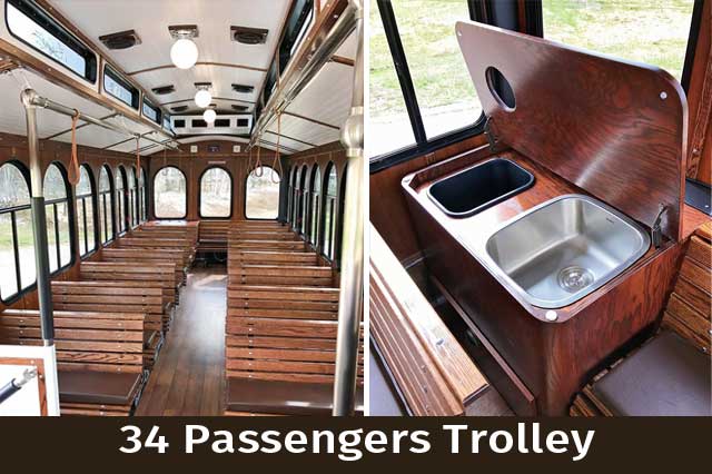 Interior and Cooler in our 34 Passenger Trolley