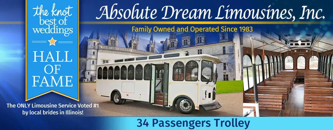 34 Passenger White Trolley Limo